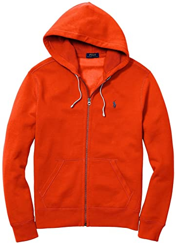 Polo Ralph Lauren Mens Fleece Zip Hoodie, (Fall/Winter 2021) Orangy Red, M