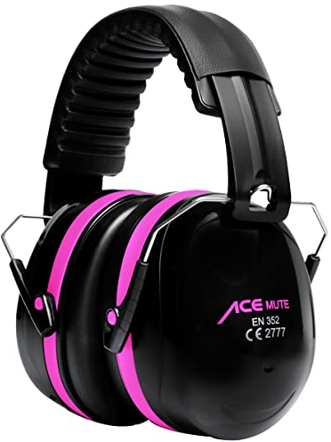 ACE Casque antibruit Mute - Casque antibruit pour le travail et le tir sportif - EN 352-1 - Rose