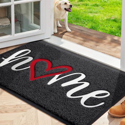 StepLively Door Mat Indoor Outdoor Welcome Mat for Entrance, 30x17.5 Black