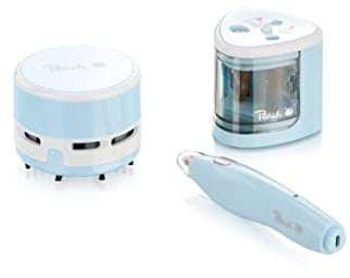 Peach PO102 elektrischer universal Anspitzer inkl. Ersatzteile & PO105 Radiergummi PA105 Mini Staubsauger | 16 Ersatzradiergummis | kinderleichtes Radieren, Anspitzen Aufsaugen, PO102, PO105, PA105