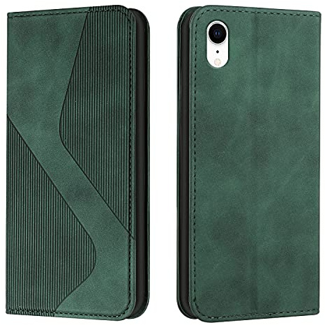 Mo-Somnus Kompatibel mit iPhone XR Hülle, Magnet PU Leder Flip Wallet Case Tasche Handyhülle, Stoßfeste Schutzhülle iPhone XR (6,1 Zoll) Brieftasche Klapphülle mit [Kartenfächer] (Grün)