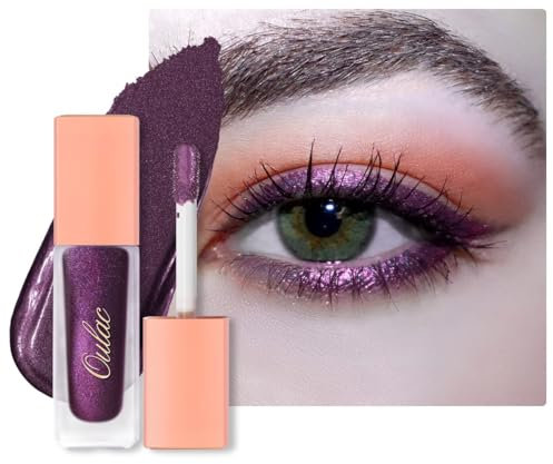 Oulac Liquid Metallic Eyeshadow – Highly Pigmented Purple Eyeshadow & Eyeliner | Metallic Deepened Amethyst, Blendable Eye Make-up, No Creases, Vegan, 6.8g, Vamp It Up (26)
