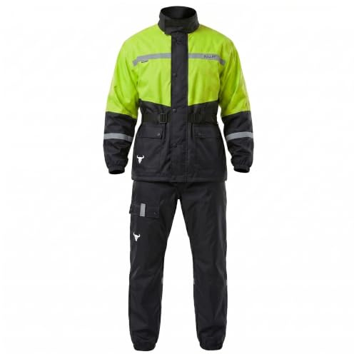 BULLDT Motorrad Regenanzug Set Herren Regenjacke Regenhose 2-Teilig Wasserdicht Winddicht Reflektierend mit Mesh Futter Versiegelten Nähten Reißverschluss
