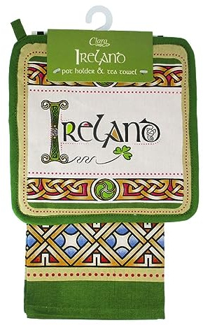 Royal Tara Geschirrtuch und Topflappen, Irland, 100 % Baumwolle, Hot Pad H 21,8 cm B 21,8 cm & Geschirrtuch H 74,9 cm B 50 cm, maschinenwaschbar und sehr langlebig