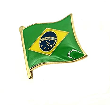 Pin de metal con bandera de Brasil y América del Sur, Metal