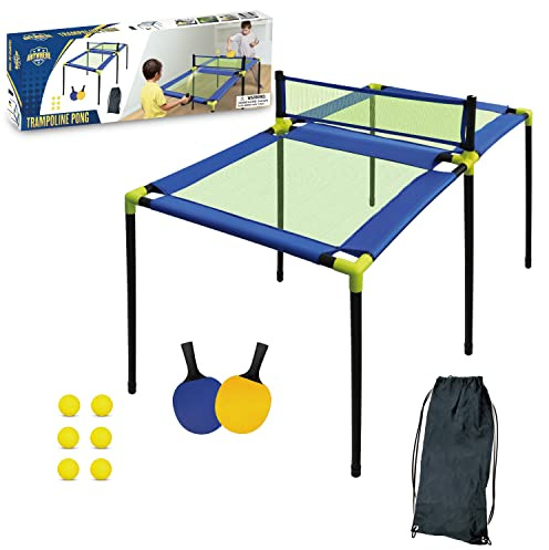 Anywhere Sports - Portable Trampoline Ping Pong Table Tennis Game for Indoor or Outdoor Use, Includes Two Paddles, Six Balls, Storage Bag, and Compact Size for Kids