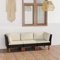 Yolola Gartensofa 3-Sitzer Rattan Sofa Balkonmöbel Lounge Sofa Outdoor Balkonsofa Balkon Couch Garten Gartenbank Sitzbank Gartenmöbel Set Loungemöbel Terrasse, Schwarz