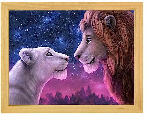 MISHBAY Diamond Painting Erwachsene Löwen 30x40cm mit Rahmen - Diamant Painting Bilder - DIY Strass Mosaikbild mit Hochwertiger Leinwand - Kreatives Hobb