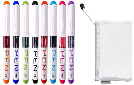 TAFACE Lot de 8 stylos de couleur avec 1 étui, crayons de calligraphie multicolores à pointe fine, adaptés pour graffiti, croquis, calligraphie (8 couleurs)