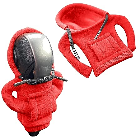 YEJAHY Schaltknauf Hoodie,Schaltknauf Abdeckung,Gangschaltung Hoodie-Abdeckung,Lustige Hoodies Schalthebel Dekoration,für Auto Dekoratives (Rot)