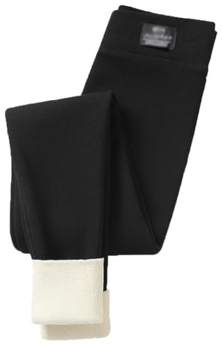 ORANDESIGNE Thermo Leggings Damen Winter Gefütterte Sport Leggings Gefütterte Fleece Warme 9/10 Lang High Waist Thermoleggins Laufhose Sporthose Yogahose Thermounterwäsche A Schwarz 01 XS
