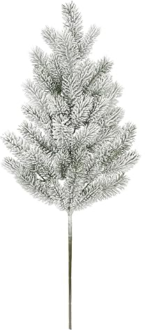 Künstlicher Tannenzweig mit Schnee Kunstzweig geeiste Dekozweig Tannengrün Koniferen Deko Weihnachtsdeko Stiel Gesteck Kränze Kranz Adventskranz Girlande AST Zweig Weihnachten Dekoration