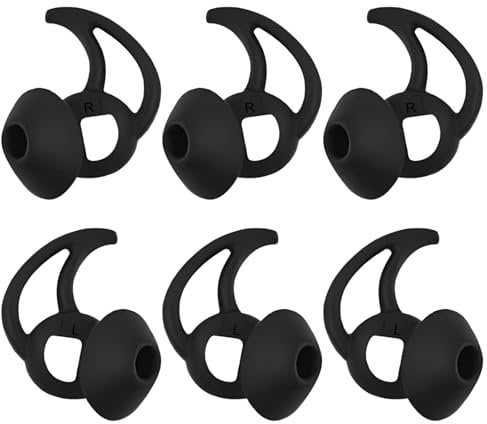 DMZHY 3 Pairs Silicone Ear Tips Earbud Covers Compatible with Bose Quietcomfort Erbuds and Bose Stayhear Earbuds Replacement Tips Ear Bud Replacement Pieces Silicone Eartips Earbud Cap Black Large