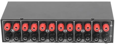 Passive Selector Switch 4 Way Amplifier 2 Speaker Out Audio Selector Box Passive Speaker Selector for Music Playing