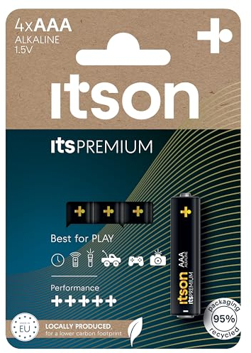 ITSON, AAA Premium batterie alcaline, confezione da 4, consigliate per fotocamere, controller di gioco, LR3IPR/4CP