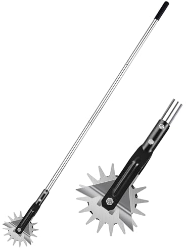YEELOR Coupe-bordure rotative manuelle, Débroussailleuse Taille Bordure, 3 sections solides en acier inoxydable avec poignée rembourrée - Longueur : 147 cm
