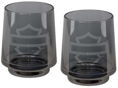Harley-Davidson Open Bar & Shield Lot de verres gris fumé avec logo – 325 ml