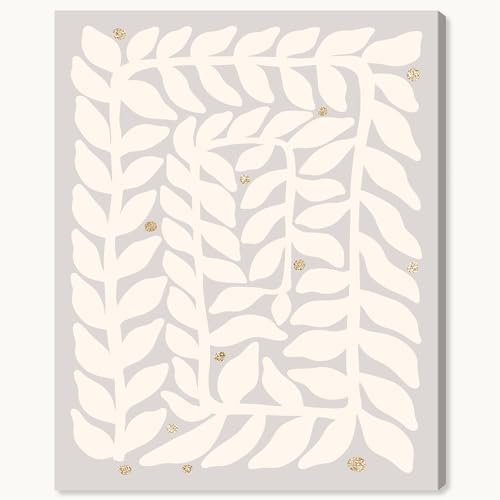 Wynwood Studio Kunstdruck auf Leinwand, Motiv Floral and Botanical – Glamour-Farn-Wandkunst für Wohnzimmer, Schlafzimmer und Badezimmer, 50,8 x 61 cm, Grau und Gold