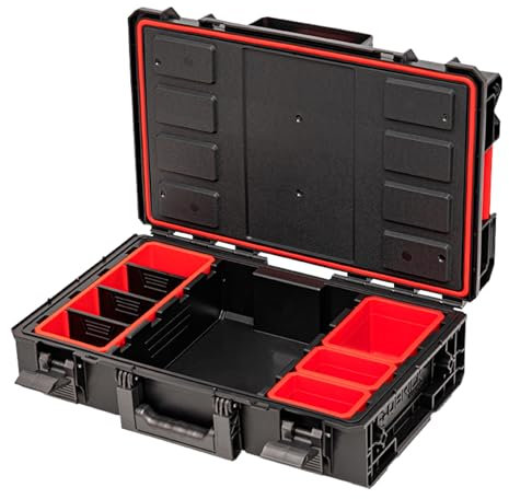Toolbrothers RHINO XXL Werkzeugkoffer ECO Work+ Höhe M 15,4 l IP66 mit herausnehmbaren Trennwänden + Boxen
