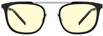 Gunnar Gaming and Computer Eyewear - Pismo, Strata Collection - Frame Colour: Onyx-Silver, Lens Tint: Amber (Blocks 65% Blue Light & 100% UV Light) - Blue Light Blocking Glasses - Patented lens