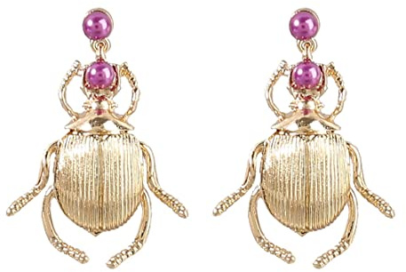 Käfer Ohrringe, Käfer-Insekten-Ohrringe für Frauen, Böhmische Perlkäfer-Ohrringe, Goldkäfer-Aussage-Ohrringe Skarabäus-Käfer-Boho-Schmuck, Käfer-Tier-Tropfen-Ohrringe für Mädchen