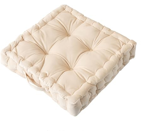 Fouriding Quadratische Bodenkissen 38CM,Weiche Samt Boden Sitzkissen Wurfkissen für Wohnzimmer Sofa Stuhl Boden Yoga Couch Tatami Dekorative (Beige)