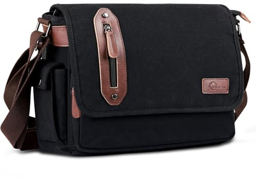 CHEREEKI Satchel Bag for Men, Men’s Shoulder Crossbody Canvas Bag for 13.3 inch Laptop with Multiple Pockets, Adjustable Strap for Work, Travel and Daily Use
