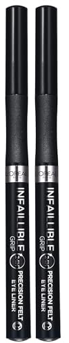 L'Oréal Paris Infallible Grip Precision Felt 0.4mm 27H Longwear Eyeliner Black (Pack of 2)