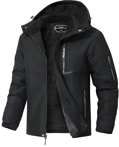 UTWGN Herren Skijacke Winter Warm Schneemantel Wasserdicht Windbreaker Kapuze Arbeit Outerwear Snowboardjacken