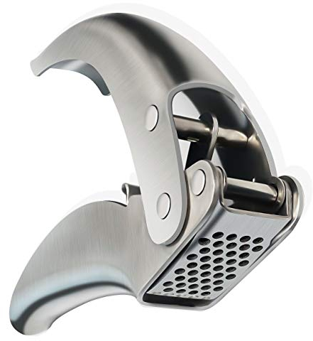 Premium Garlic Press Stainless Steel, No Need to Peel Garlic Presser, Heavy Duty Professional Grade Double Lever-Assisted Garlic Mincer with High Capacity Chamber- Easier Clean Garlic Crusher
