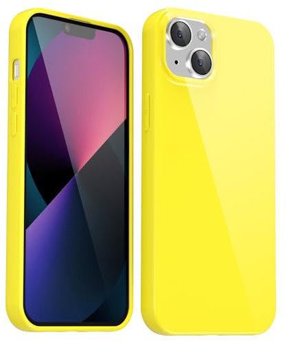 Svanove for iPhone 13 Mini Case Silicone, Glossy Soft Rubber Gel Jelly Cute Protective Plastic Simple Plain Phone Case Cover for Women Girl, Slim Thin Flexible Shockproof TPU, Yellow