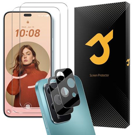 JZG 2 Pièces Verre Trempé pour Honor 200 Lite Protection Ecran, avec 2 Pièces Caméra Arrière Protecteur, 9H Dureté, Anti-Rayures, Sans Bulles Film