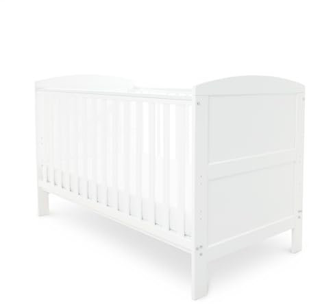 Ickle Bubba Coleby Kinderbett Classic – 3-in-1 Cabrio Kinderbett, geeignet ab Geburt bis 4 Jahre, verstellbarer Boden & Beißschienen (inkl. Premium Federkernmatratze, Weiß)