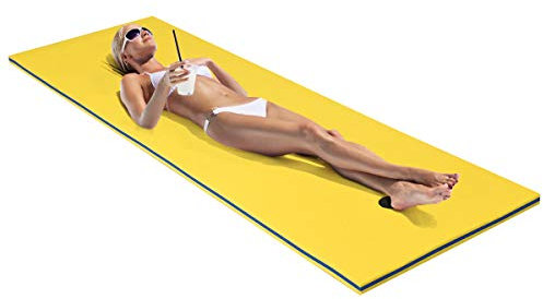 GYMAX Matelas Flottant pour Piscine, Tapis Flottant en Mousse XPE Résistant aux Déchirures, Polyvalent pour Piscine-Plage-Lac, Charge Max.100KG (Jaune)