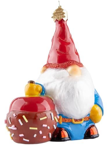 HZYC Gnome Christmas Tree Ornaments,Hand-Blown Glass Ornaments,Gnome Watcher Collection Figurine Hanging Ornaments,Christmas Decorations for Gnome Lovers Holiday Party Home Gifts