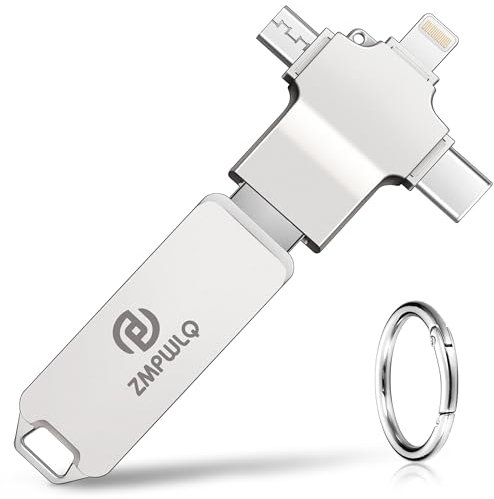 PL ZMPWLQ Photo Stick 256GB - Auto Backup USB Flash Drive for iPhone/iPad/Android/PC - 4-in-1 Lightning, USB-C, Micro USB, USB 3.0 - Backup Photos, Videos, Contacts