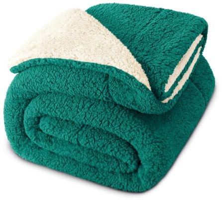 Exclusivo Mezcla Decke Kuscheldecke, Beidseitige Dicke Fleecedecke Plüschdecke für Bett und Sofa, Warme Flauschige Wohndecke Sofadecke für Ganzjahreszeiten, 150x200 cm, Petrol/Elfenbein
