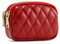 QIUTIMIY Borsa piccola in pelle da donna Portamonete portamonete con doppia tasca con cerniera con portachiavi，Rosso trapuntato
