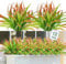 Dremisland Lot de 12 Plantes Artificielles 40cm Herbes Artificielles Interieur Extérieur Résistantes Aux UV Faux Gazon pour Maison Fenêtre Jardin Terrasse Jardin Suspendu Porche Avant