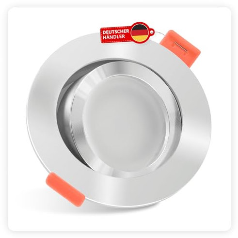 luxvenum LED Einbaustrahler 230V 7W - 1x dimmbare LED Deckenleuchte extra flach nur 25mm, 120° Abstrahlwinkel, 90 CRI Farbwiedergabe, Deckenspots für Flur, Wohnzimmer, Küche, Farbe Chrom, 2700K