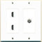RiteAV [2-Gang] 2 HDMI-Koppler F-F 1 Koaxialkabel TV-Wandplatte [2-Gang], Weiß
