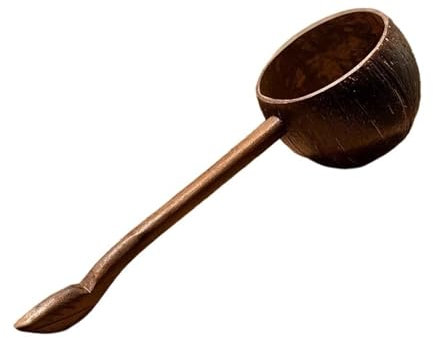 Cucharas Cuchara de cáscara de coco, cuchara de mango largo de madera, cuchara de riego, cuchara creativa Cucharillas Cafe