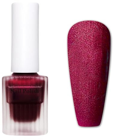 Glitzer Dunkle Lila Matte Nagellack - Pearl Schnelltrocknend & Langanhaltend ungiftige Nagellacke Ohne UV-Lampe - Wasserbasierter Nail Polish für Anfänger DIY Nail Art (Shimmer Dunkle Lila,12ML)