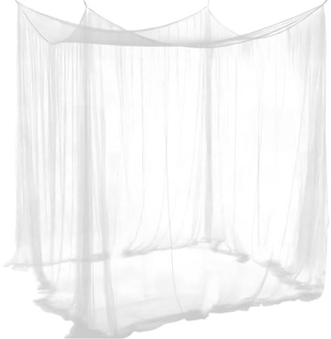 ACTOYS Zanzariera Letto, Zanzariera Quadrata Grandi Dimensioni, Universale Zanzariera per Letto Singolo Matrimoniale,Zanzariera Baldacchino per Terrazzo Gazebo Tenda da Sole Campeggio (Bianco-4 porta)