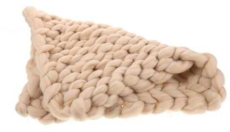 Gatuida Beige Handgestrickte 50x50cm Grobstrickdecke Wollgarn