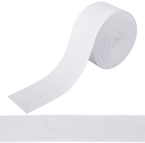 GORGECRAFT 10 m X 5cm Baumwoll Twillband Weißes Fischgräten Gurtband Schrägbandrolle Besatz Zum Nähen von Kleidung Schneidern Teppichnahtbinden Geschenkverpackungen Verpacken Basteln