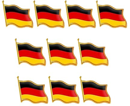 WANTUSHUI 10 Stück Anstecker Pin Deutschland Kette Vielseitig Large Pins Anstecker Leistungsstark Germany Flaggen Anstecknadel Fahnenpin Allgemein Deutschl Flagge Brosche Mit Anstecknadel Rot