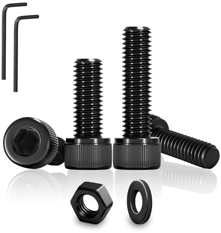 PDKKFF 80 Stück M3x8mm Zylinderschrauben Innensechskant Schwarz Set | Kohlenstoffstahl DIN912 Zylinderkopfschrauben mit Muttern Unterlegscheiben für Auto, Möbel, 3D-Druck, Maschinenbau