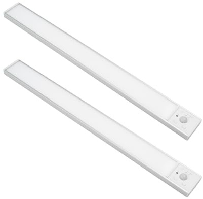 LUXULA 2 Stück LED Schrankbeleuchtung Bewegungsmelder 40cm, Silber | USB wiederaufladbar, magnetisch, 3CCT dimmbar 3000K 4500K 6000K für Kleiderschrank, Küche, Flur und Treppe, kabellos