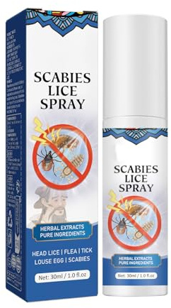 Läuse- und Krätzespray – 30 ml, natürliche Kräuterextrakte, bekämpft effektiv Kopfläuse, Flöhe und Milben | Für Kinder und Erwachsene geeignet | Schnell wirkend